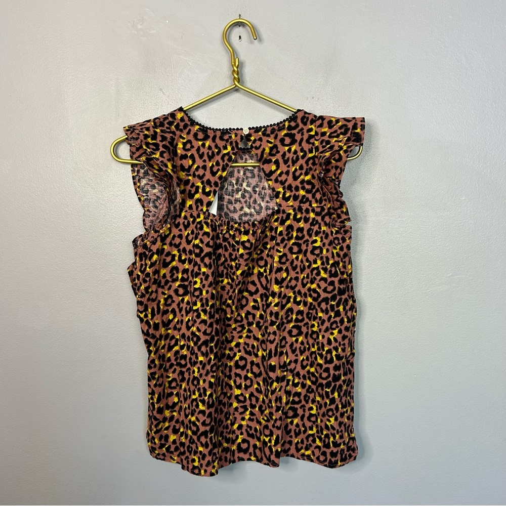 NWT Loft Print Cutout Back Ruffle Shell Pink Leopard Size Small - Picture 6 of 8